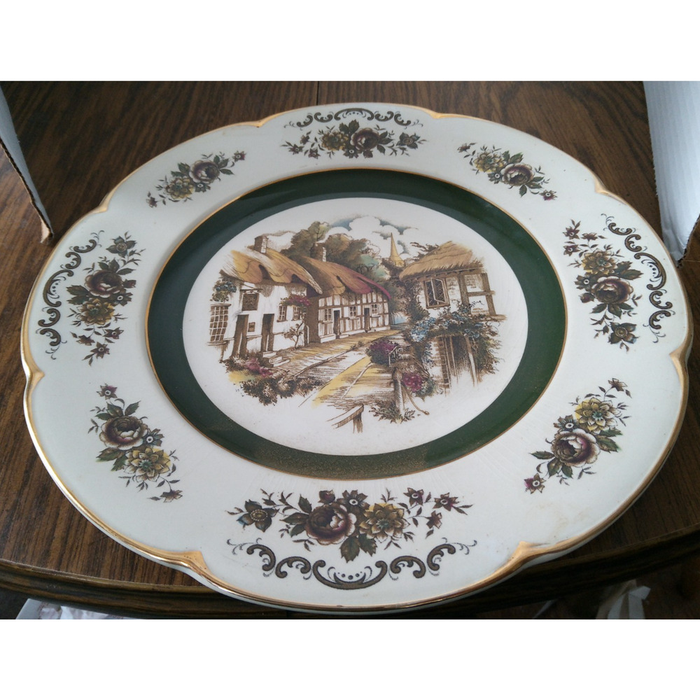 Ascot Service Plate By Wood and Sons England Village Scene 680